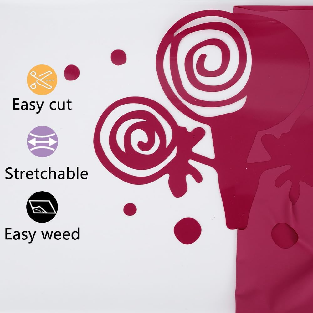 guangyintong Heat Transfer Vinyl Rose Red HTV Rolls, 12" x 12ft Rose Red Iron on Vinyl for T-Shirts, Matte Surface HTV Vinyl for All Cutter Machine Easy to Cut & Weed for Heat Vinyl DIY Design