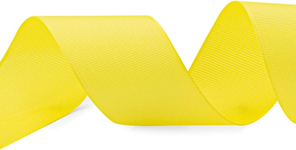 LIUYAXI 2" X 50 Yards Solid Yellow Grosgrain Ribbon, Perfect for Crafts, Wedding Decor, DIY Hair Accessories, Sewing, Gift Package Wrapping and More