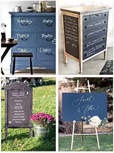 Chalkboard Blackboard Paint - Brush on Wood, Metal, Glass, Wall, Plaster Boards Sign, Frame or Any Surface. Use with Chalk Pen Wet Erase, Non-Toxic - Matte Finish [White] - (8.5oz Cover 32 sf)