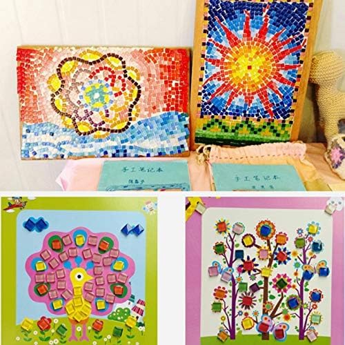 Mixed Color Mosaic Glass Tiles Shine Crystal Glass Pieces Bulk Square Glitter Crystal Mosaic Tiles for Home Decoration or DIY Crafts 200g,1x1 cm (Colorful)