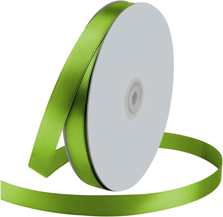5/8" Wide x 100 Yards Single Face Polyester Satin Ribbon, Satin Ribbon for Crafts, Gift, Hair Bows, Wedding Party Decoration, Bow Making & Other Projects (Oliver Green)
