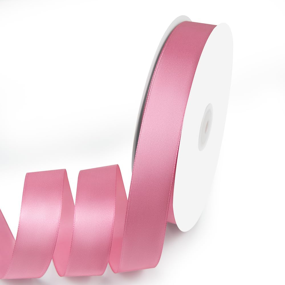 1" x 100 Yards Satin Ribbon - Rose Gold Silk Ribbon with Spool - Ideal for Gift Wrapping, Floral Bouquets, Crafts, Wedding Party Decorations, Christmas and Sewing Projects