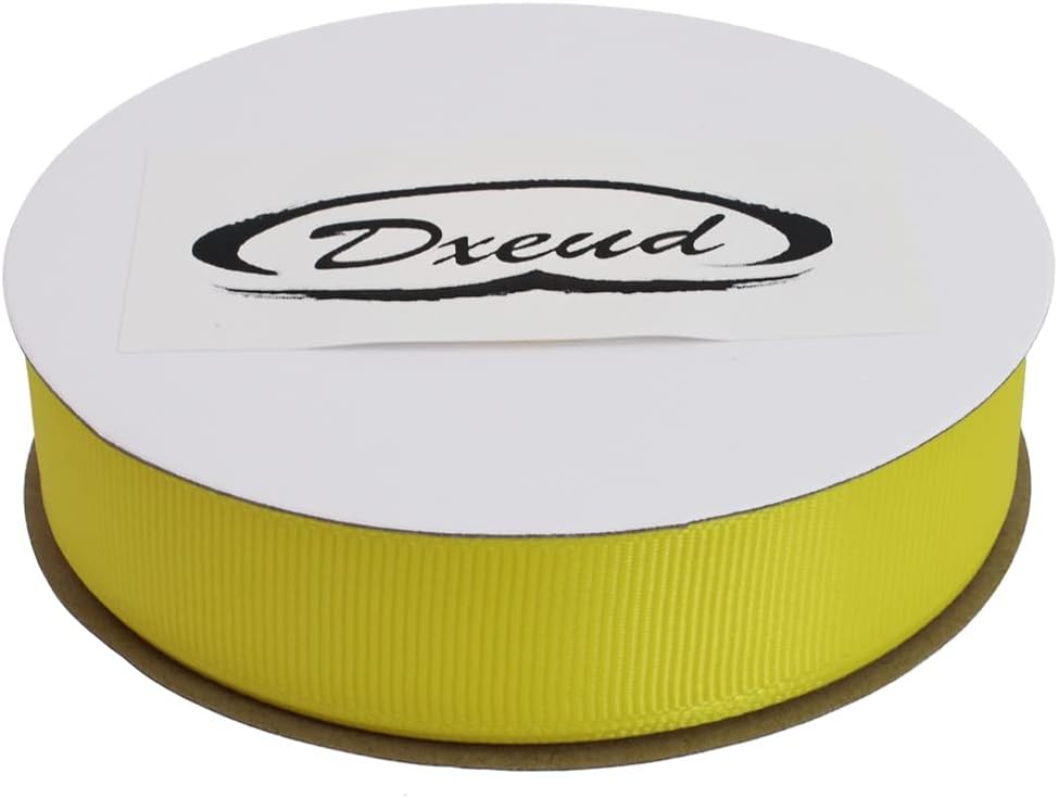Solid Grosgrain Ribbon 25 Yard Each Roll 100% Polyester Woven Edge (3/4", Yellow)