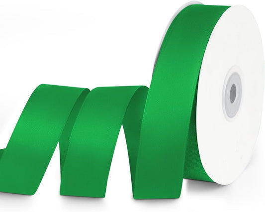 1" x 50 Yards Satin Ribbon - Green Silk Ribbon with Spool - Ideal for Gift Wrapping, Floral Bouquets, Crafts, Wedding Party Decorations, Christmas and Sewing Projects