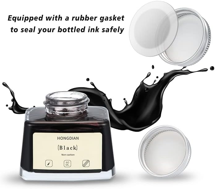 Asvine Hongdian Fountain Pen Bottled Ink Black, 60ml Fountain Pen Bottled Ink, Non Carbon