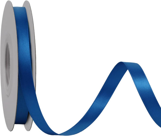 LaRibbons 3/8 Inch 50 Yard Double Faced Satin Ribbon,Royal Blue Small Satin Craft Fabric Ribbon for Gift Wrapping Floral Bouquets Wedding Party Decoration