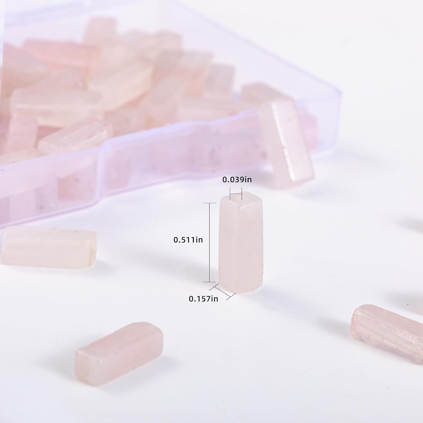 Natural Rose Quartz Crystal Rectangle Tube Beads 4x13mm 38cm/str Loose Semi Gemstone Stone Beads for Making Bracelets Necklace Earrings