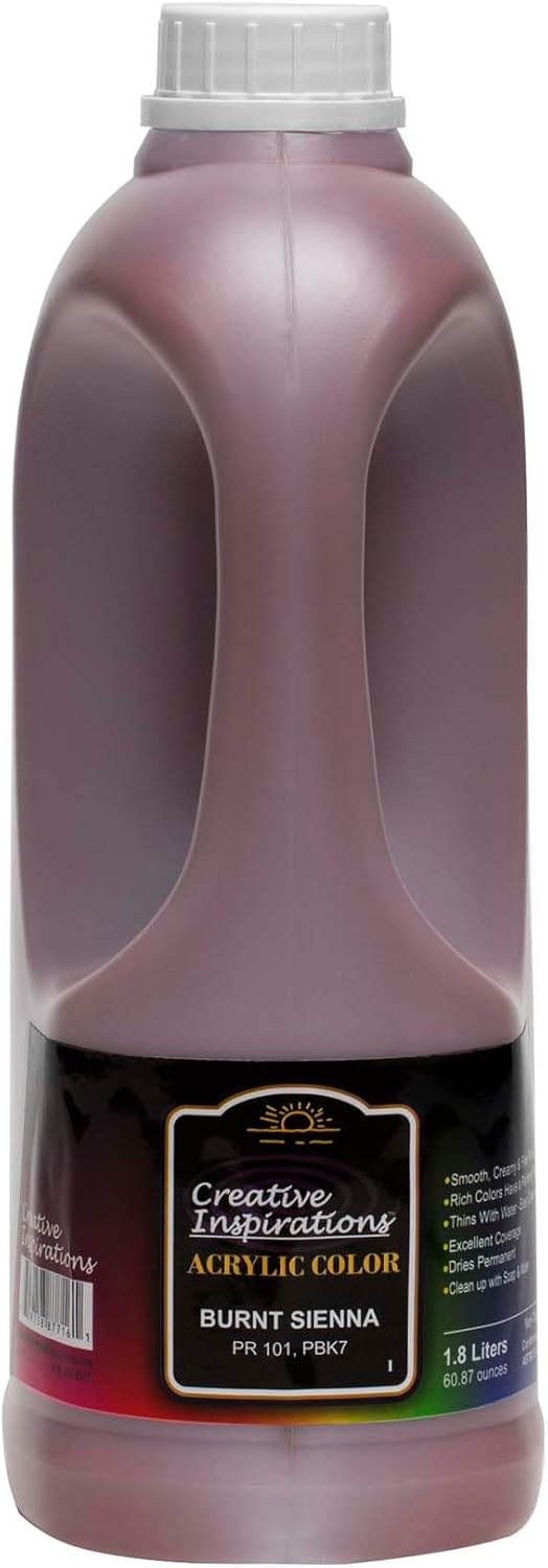 Creative Inspirations Acrylic Paint - Burnt Sienna - 1.8 Liter - Smooth & Creamy Consistency, Vibrant Pigmentation, Great Coverage for Artists - Clean Up with Soap & Water