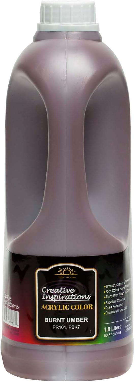 Creative Inspirations Acrylic Paint - Burnt Umber - 1.8 Liter - Smooth & Creamy Consistency, Vibrant Pigmentation, Great Coverage for Artists - Clean Up with Soap & Water