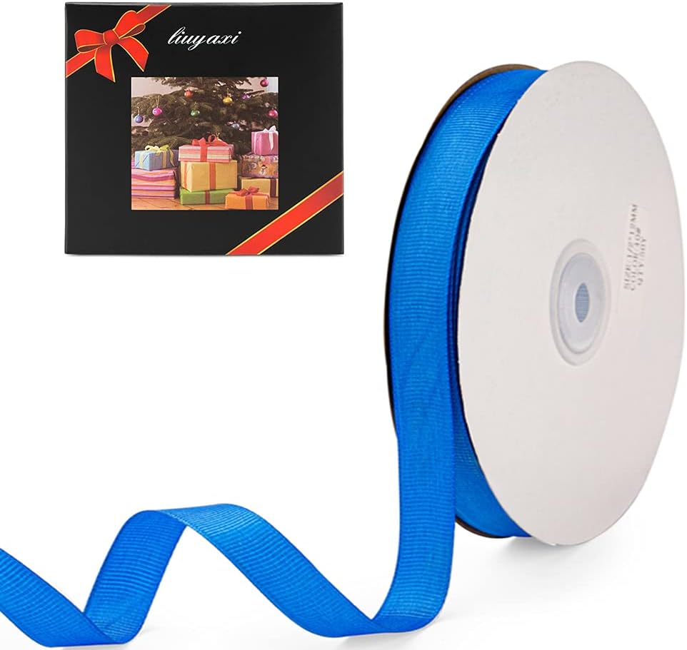 LIUYAXI 5/8" X 50 Yards Solid Blue Grosgrain Ribbon, Perfect for Crafts, Wedding Decor, DIY Hair Accessories, Sewing, Gift Package Wrapping and More