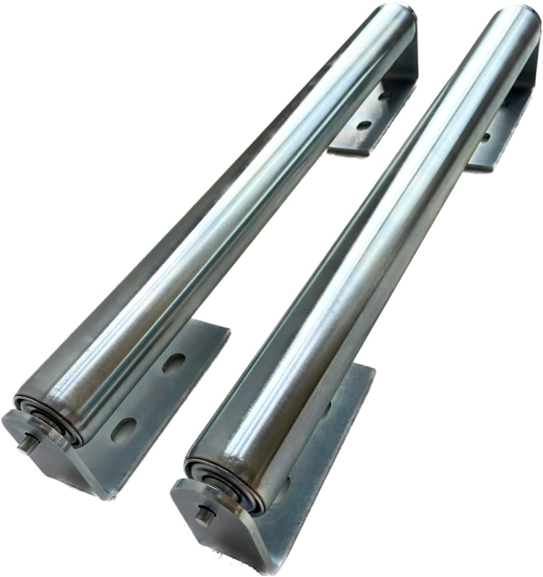 Long Roller with Bracket Set | 16" Length, 1.5" Diameter | Galvanized Steel | Versatile Support for Roller Stands, Woodworking, and Conveyors | Pack of 2