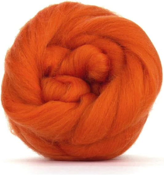 Revolution Fibers Merino Wool Roving | Premium Combed Wool Top | 22 Micron, Perfect for Felting Projects, Spinning, Wall Hangings and Tapestry (Pumpkin)