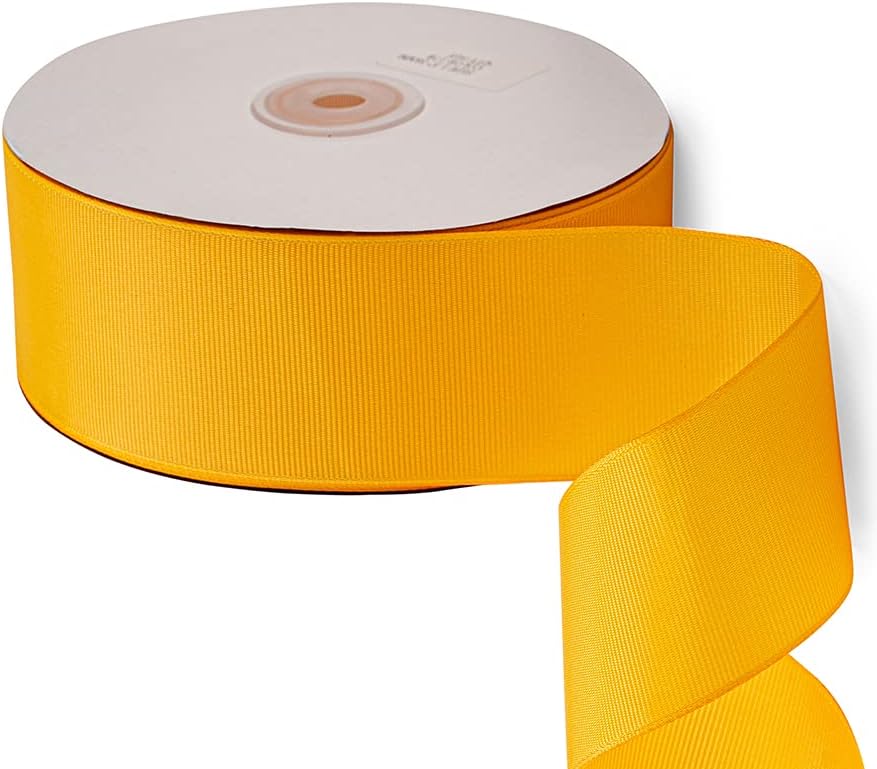 LIUYAXI 2" X 50 Yards Solid Gold Grosgrain Ribbon, Perfect for Crafts, Wedding Decor, DIY Hair Accessories, Sewing, Gift Package Wrapping and More