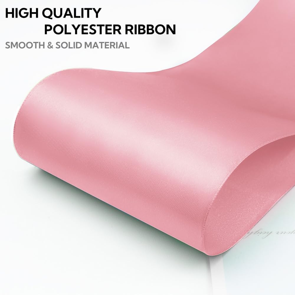 4 Inch 25 Yard Wide Satin Ribbon Pink, Solid Fabric Large Ribbon Roll for Cutting Ceremony Wedding Opening Party Decoration, Chairs, Sewing, Festival Pageant Sashes