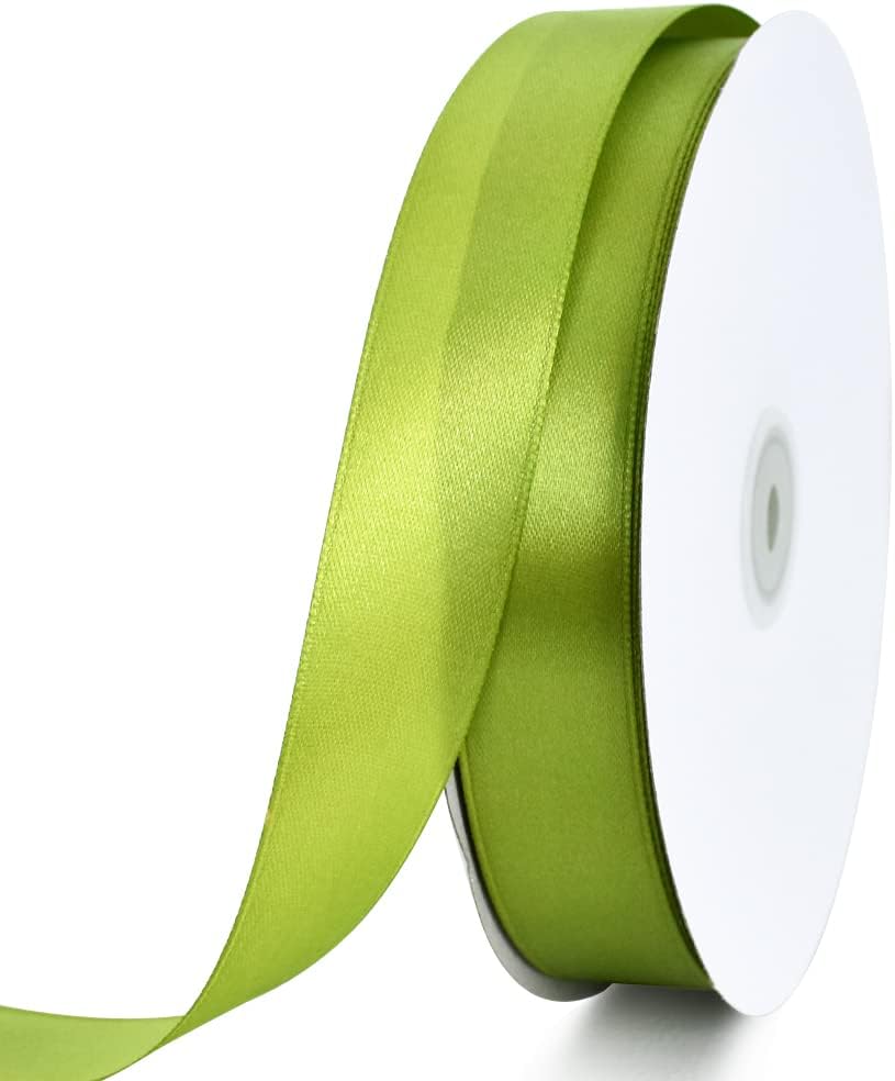 TONIFUL 1 Inch x 100yds Sage Olive Green Satin Ribbon, Thin Solid Color Satin Ribbon for Gift Wrapping, Crafts, Hair Bows Making, Wedding Party Decoration, Invitation Cards, Floral Bouquets