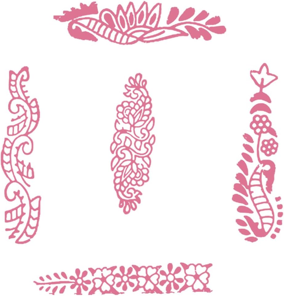Mehndi Print Blocks Stylish Border Pattern Wooden Stamps - Handcarved Indian Textile Printing Blocks for Henna Mehndi Clay Pottery Hashcart® | Set of 5 |
