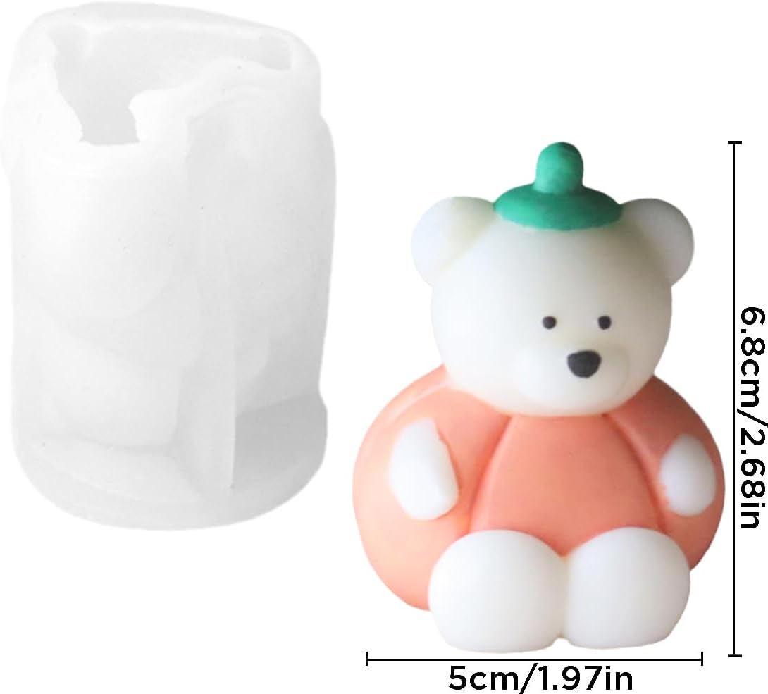 Halloween Pumpkin Cartoon Bear Silicone Candle Mold 3D Cute Resin Gypsum Ice Cube Baking Mold Bedroom Decor Birthday Party Gifts Wedding Souvenirs