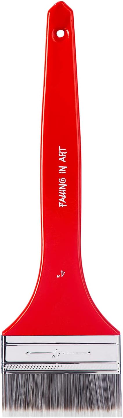 Falling in Art Flat Paddle Paint Brush with Long Handle, Large Scale Brush for Oil and Acrylic Paints, 4 Inch