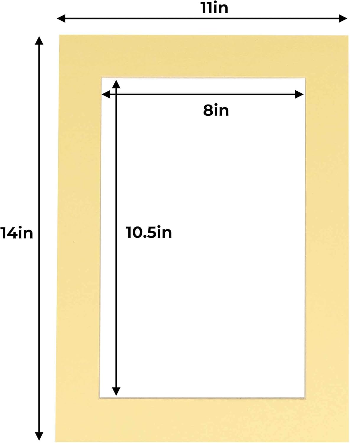 11x14 Mat for 8.5x11 Photo - Precut Soft Yellow Picture Matboard for Frames Measuring 11 x 14 Inches - Bevel Cut Matte to Display Art Measuring 8.5 x 11 Inches - Acid Free Pack of 100 MATS