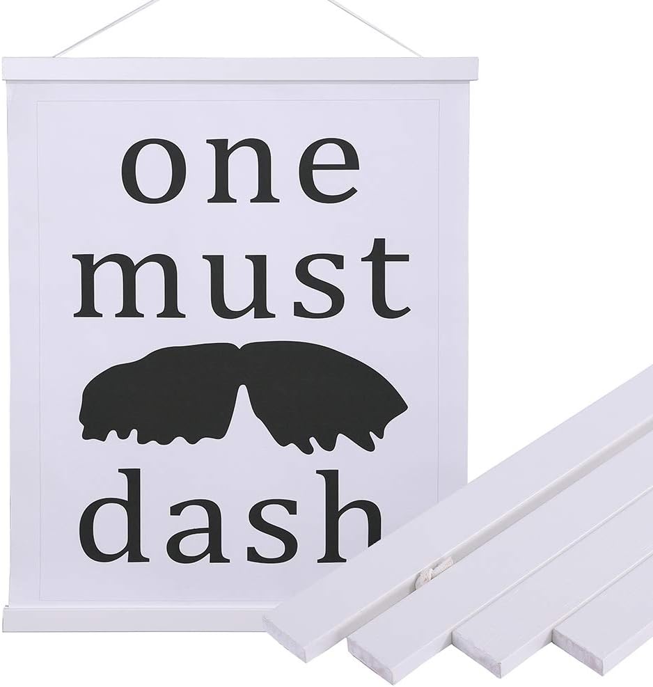 Artmag Magnetic Poster Hanger Frame, Light Wood Wooden Magnet Canvas Artwork Print Poster Hangers for 14x17 14x20 14x22 Frames Hanging Kit (White, 14")