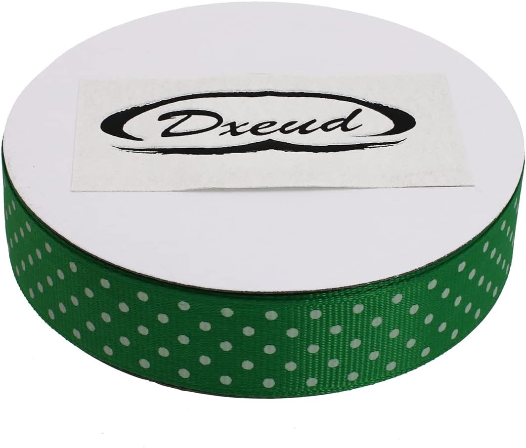 Polka Dot Grosgrain Ribbon 25 Yard Each Roll 100% Polyester (3/4", Green)
