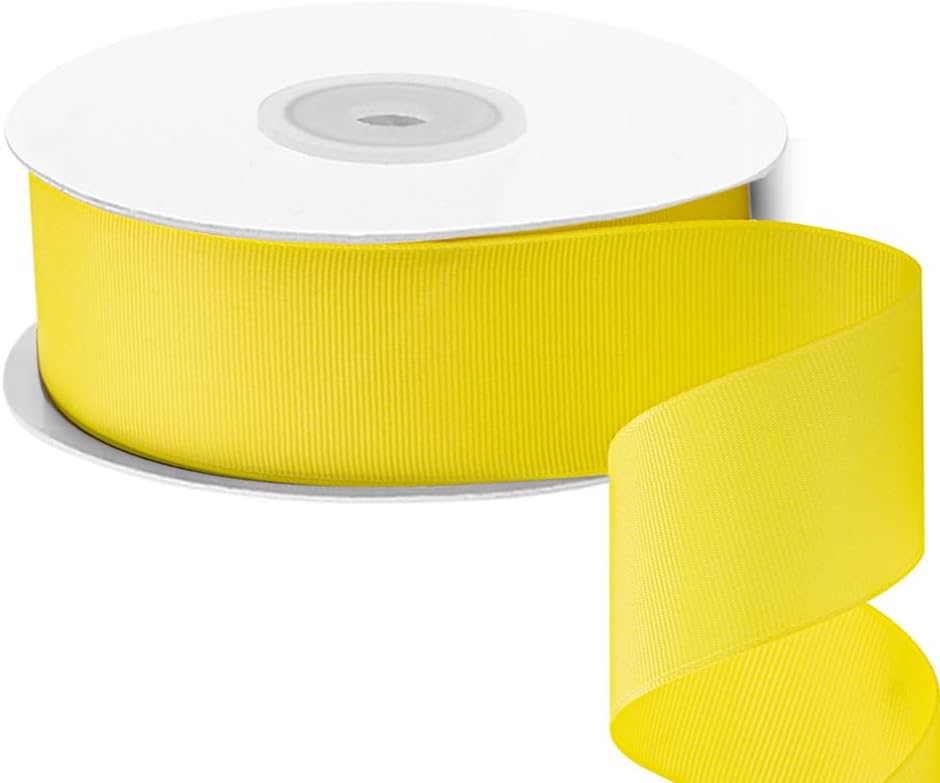 LIUYAXI 2" X 50 Yards Solid Yellow Grosgrain Ribbon, Perfect for Crafts, Wedding Decor, DIY Hair Accessories, Sewing, Gift Package Wrapping and More
