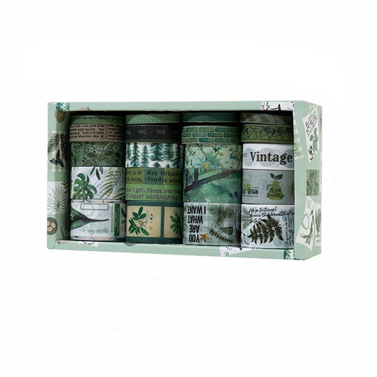 MAFELOE Decorative Vintage Washi Tapes Set 20 Rolls 2 Meters Long, Adhesive Scrapbook Junk Journaling Art Craft Collage Supplies-Forest Dream Series-Green (WT-M4-SLMJ)