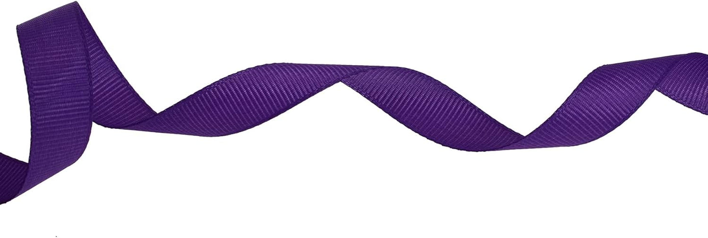 Solid Grosgrain Ribbon 25 Yard Each Roll 100% Polyester Woven Edge (5/8", Purple)