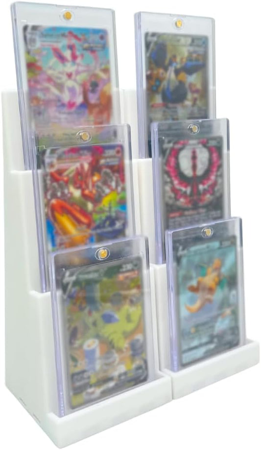 Magnetic Card Holder Stadium Displays - White (2 Pack), Compatible with Ultra Pro Protectors - Trading Card Holder - Card Stand - Sports Card Display