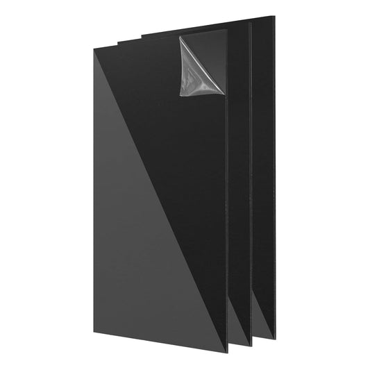uxcell 3Pcs Acrylic Sheets 12x8 Inch Acrylic Panel 1/8 Inch-3mm Plastic Board for Picture Frames Sign Holders DIY Display Projects Craft, Clear Black