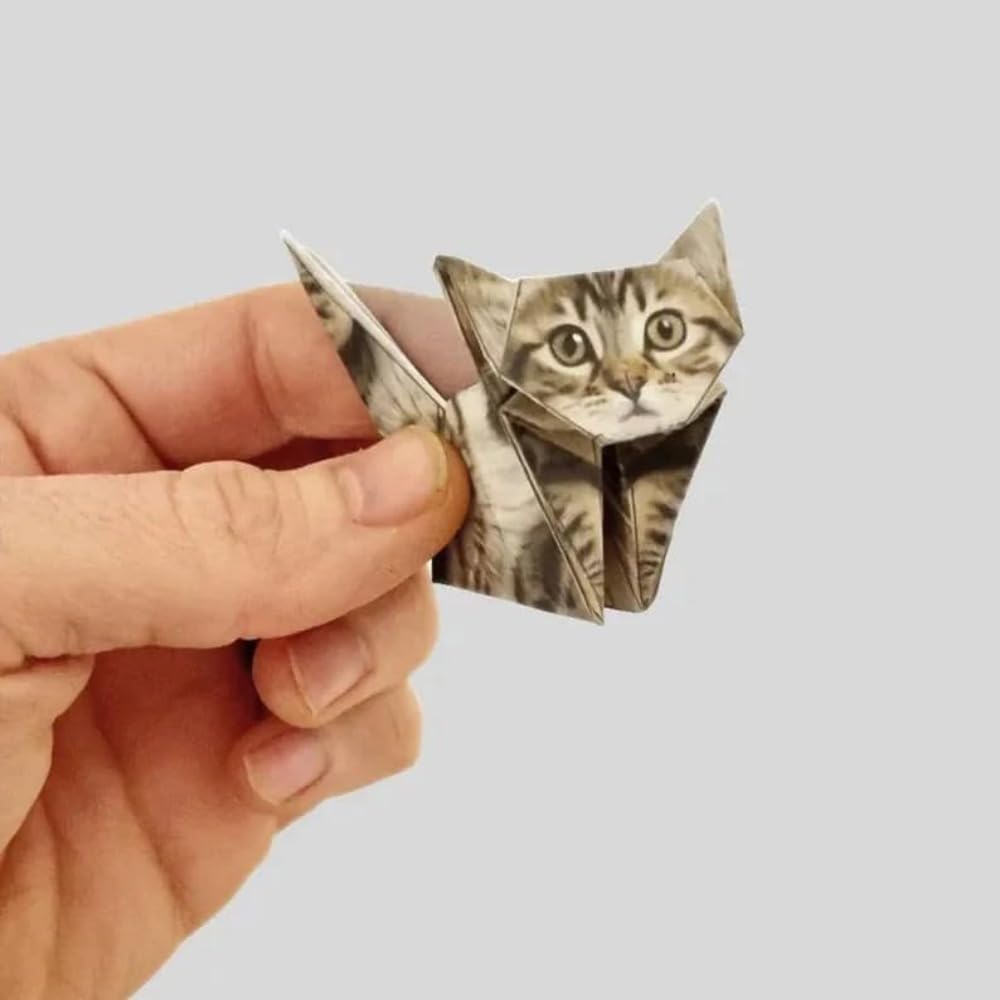 Paper Cat, Paper Cat Origami,50 DIY Origami Foldable Cute Cat Figurines Fun Craft Activity, Desktop Decor, and Gifts for Cat Lovers
