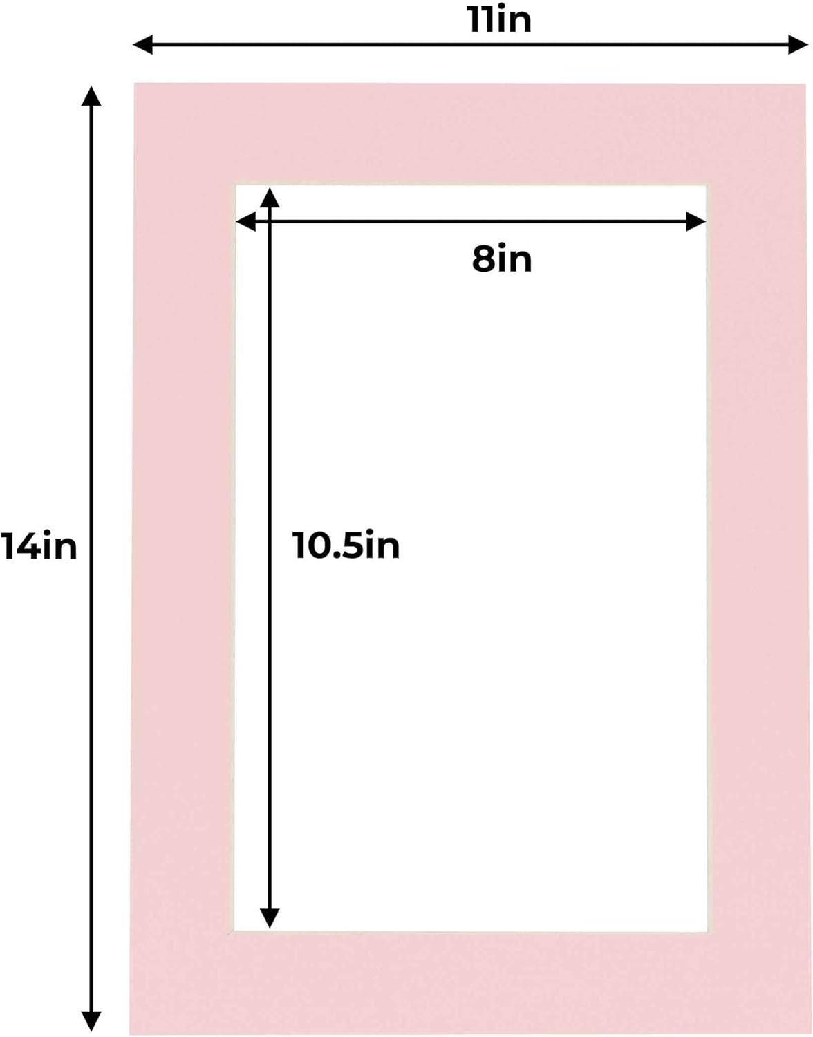 11x14 Mat for 8.5x11 Photo - Precut Soft Pink Picture Matboard for Frames 11 x 14 Inches - Bevel Cut to Display Art 8.5 x 11 Inches - Acid Free Pack of 100 MATS with Backing Boards & Clear Bags