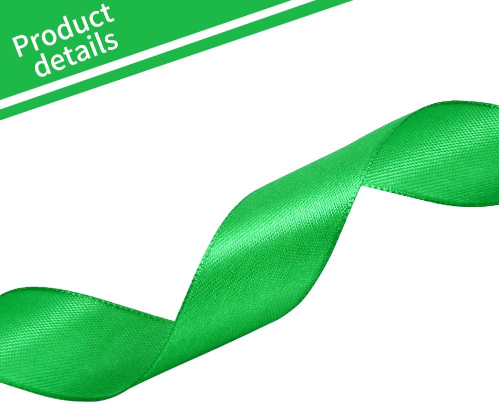 TONIFUL 1 Inch x 100yds Green Satin Ribbon, Thin Solid Color Satin Ribbon for Gift Wrapping, Crafts, Hair Bows Making, Wedding Party Decoration, Invitation Cards, Floral Bouquets