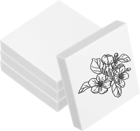PATIKIL 4Pcs 2X2" Rubber Carving Blocks, Soft Linoleum Art Carving Block Square Crafts Stamp Making for Printmaking Stamps Carving Supplies, White