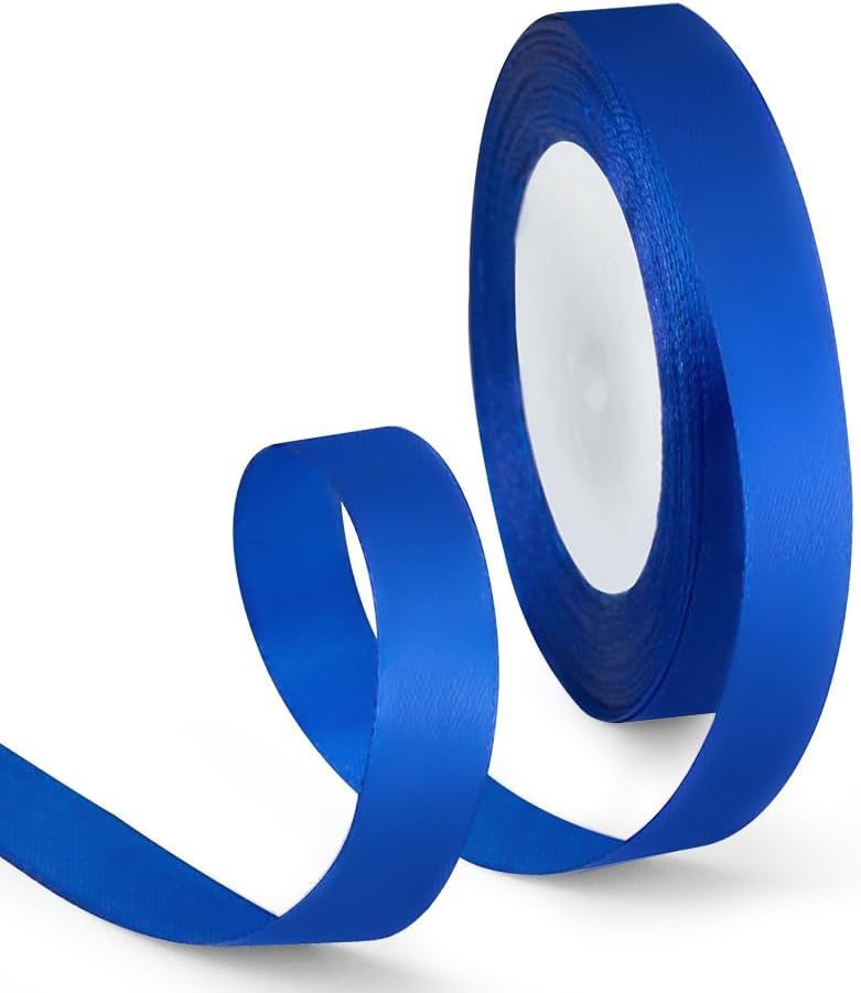 5/8 Inch 25 Yards Satin Ribbon Royal Blue, Solid Color Fabric Ribbon for Gift Wrapping, Wedding, Polyester Gift Ribbon for Birthday Party Decoration, Craft, Hair, Floral, Sewing