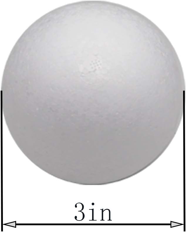 Crafjie Craft Foam Balls 3 Inches in Diameter 15-Pack, Smooth Polystyrenets Foam Ball, for Decoration Household School Projects DIY Arts and Craft, White