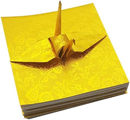 100 Origami paper sheets paper pack Gold Origami paper cranes 6x6 inches for Folding paper, Origami cranes, origami decoration, cardstock
