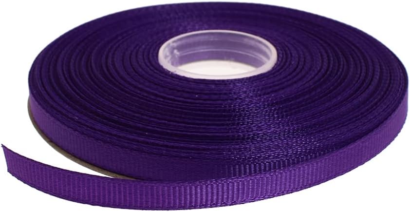 Solid Grosgrain Ribbon 25 Yard Each Roll 100% Polyester Woven Edge (1/4", Purple)