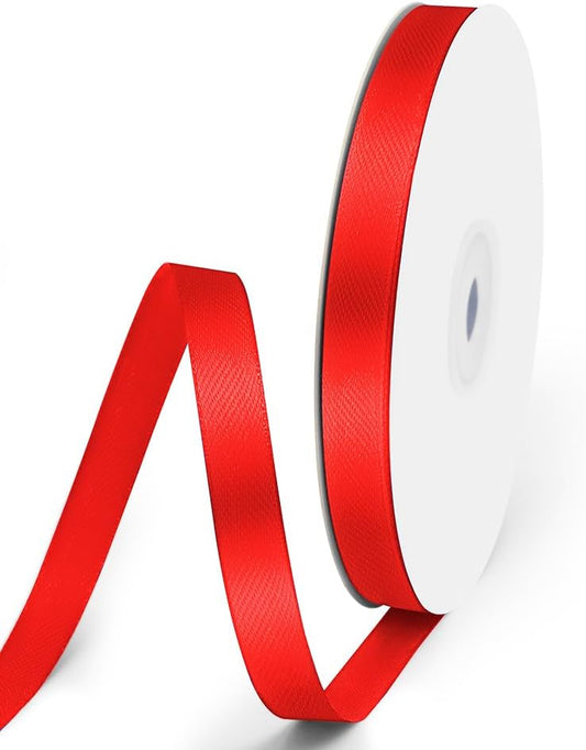 3/8" x 50 Yards Satin Ribbon - Red Silk Ribbon with Spool - Ideal for Gift Wrapping, Floral Bouquets, Crafts, Wedding Party Decorations, Christmas and Sewing Projects