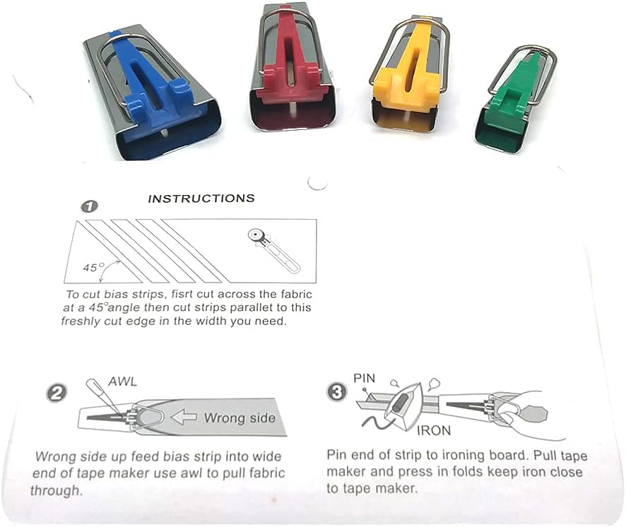 LNKA Bias Tape Maker 4 Size 6MM 12MM 18MM 25MM for Fabric Sewing and Quilting
