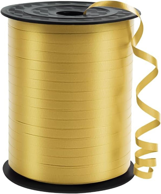 KMER LIFE Premium Gold Curling Ribbon, 1/5" Wide x 500 Yards Christmas Curling Ribbons for Gift Wrapping, Party Decoration, Balloon String, Ribbons for Florist Flower (1 Roll)