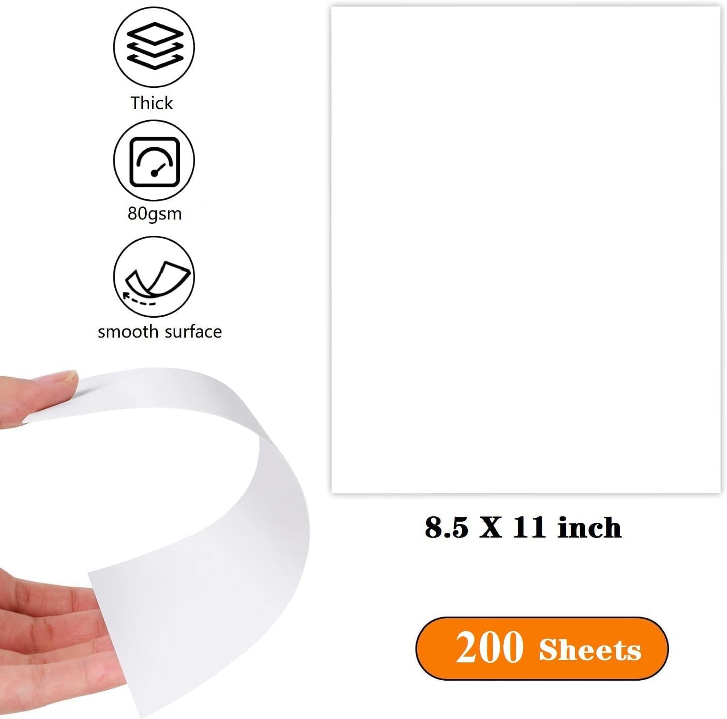 8.5"x11" Sketching Drawing Paper for Kids Toddlers Art Craft Supplies, White Paper for Coloring Doodle 200 Sheets