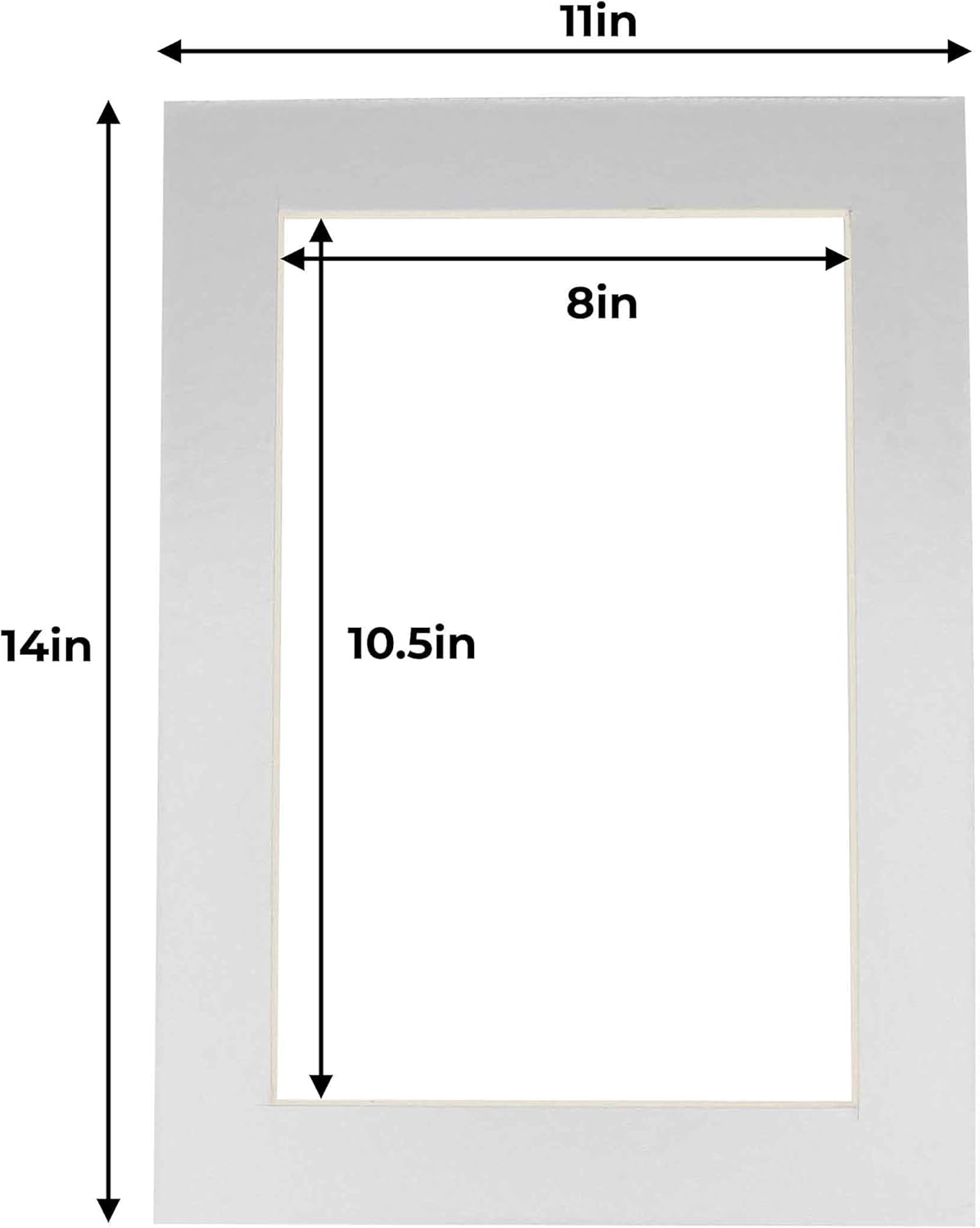 11x14 Mat for 8.5x11 Photo - Precut Metallic Silver Picture Matboard for Frames 11 x 14 Inches - Bevel Cut to Display Art 8.5 x 11 Inches - Acid Free Pack of 10 MATS with Backing Boards & Clear Bags