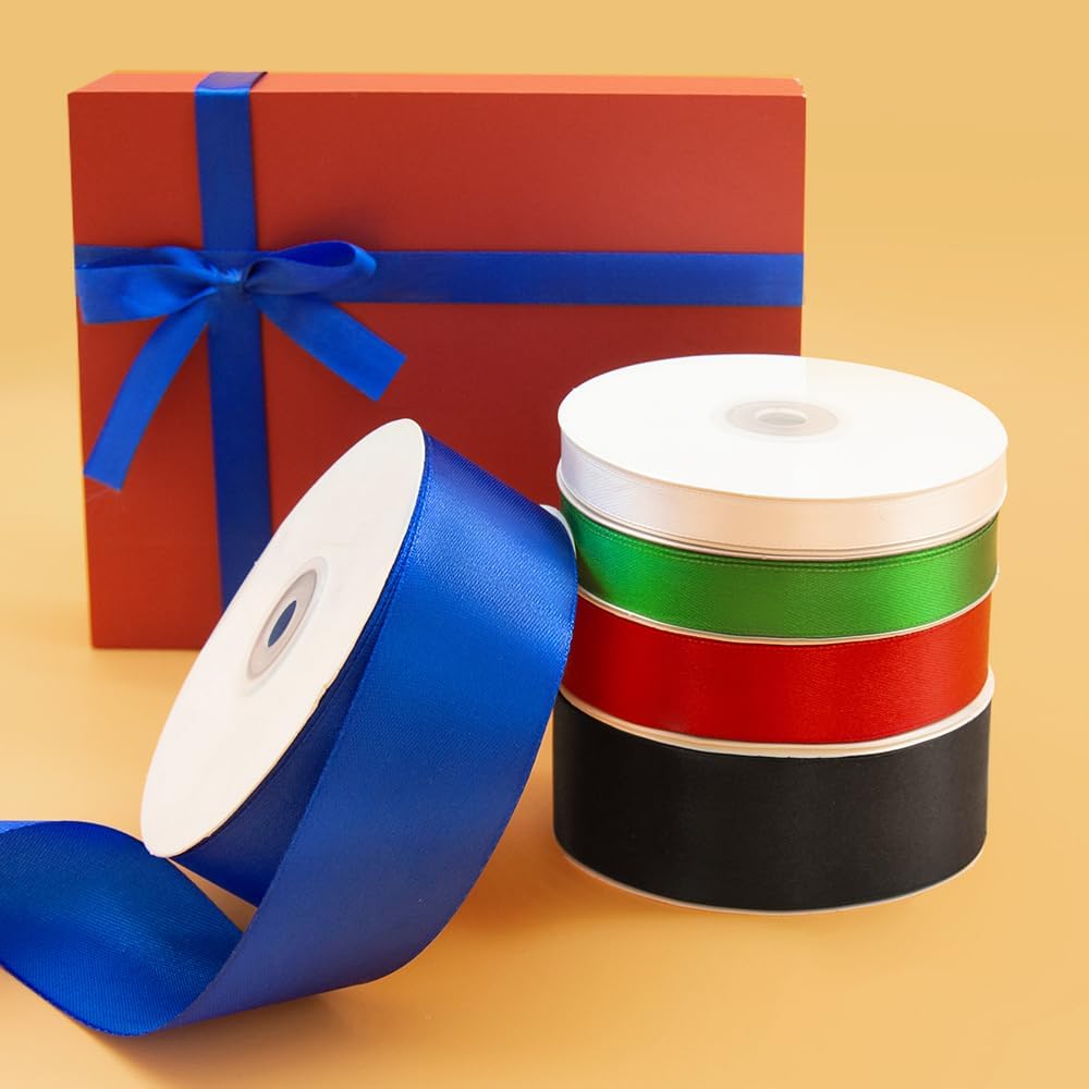 5/8" x 50 Yards Satin Ribbon - Red Silk Ribbon with Spool - Ideal for Gift Wrapping, Floral Bouquets, Crafts, Wedding Party Decorations, Christmas and Sewing Projects