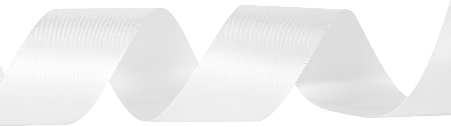 LIUYAXI White Double Faced Satin Ribbon, 1-1/2" X Continuous 50 Yards, Ribbons Perfect for Gift Wrapping Wedding DIY Craft Bow Making & Other Projects