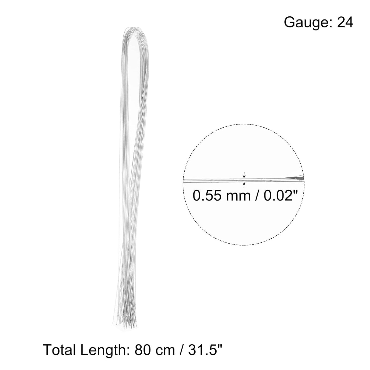 PATIKIL 32 Inch 24 Gauge Floral Stem Wire, 3 Pack/120 Pieces Bouquet Stem Paper Wrapped for DIY Crafts Flower Arrangements, Silver Tone