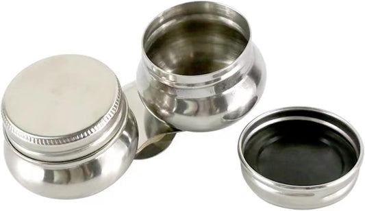 Stainless Steel Palette Cup with Lid, Portable Travel Double Dipper Oil Painting Pot Container, No Leakage, Can Clip on Palette