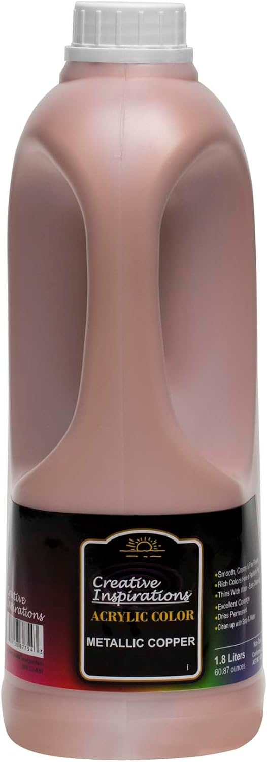 Creative Inspirations Acrylic Paint - Metallic Copper - 1.8 Liter - Smooth & Creamy Consistency, Vibrant Pigmentation, Great Coverage for Artists - Clean Up with Soap & Water