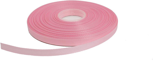 Solid Grosgrain Ribbon 25 Yard Each Roll 100% Polyester Woven Edge (1/4", Pink)
