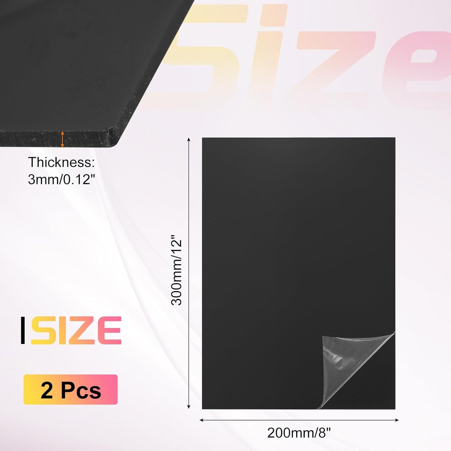 uxcell 2Pcs Acrylic Sheets 12x8 Inch Acrylic Panel 1/8 Inch-3mm Plastic Board for Picture Frames Sign Holders DIY Display Projects Craft, Black